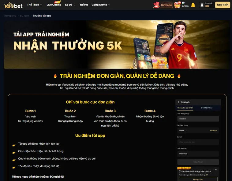 Khuyến Mãi Hấp Dẫn Cho Người Chơi Tại VaoBet